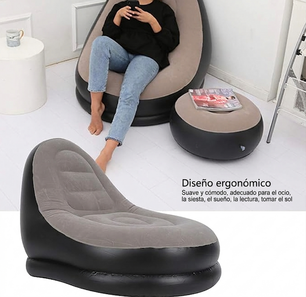 Sofá Cama Inflable Portátil con Reposapiés