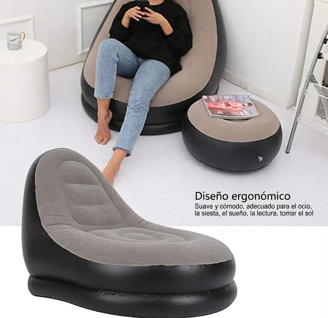 Sofá Cama Inflable Portátil con Reposapiés